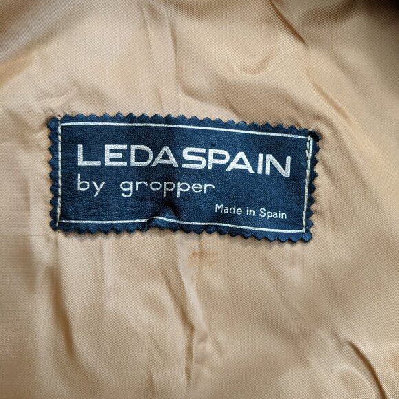 Leda Spain by Gropper Vintage 70s Soft Leather Belted Trench Coat / Jacket - S/M - Picture 4 of 12